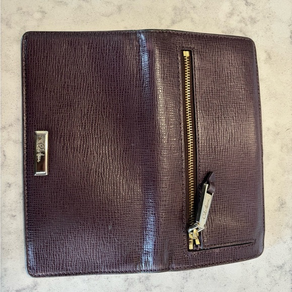 Cole Haan long wallet eggplant GUC cross grain leather - Picture 2 of 7